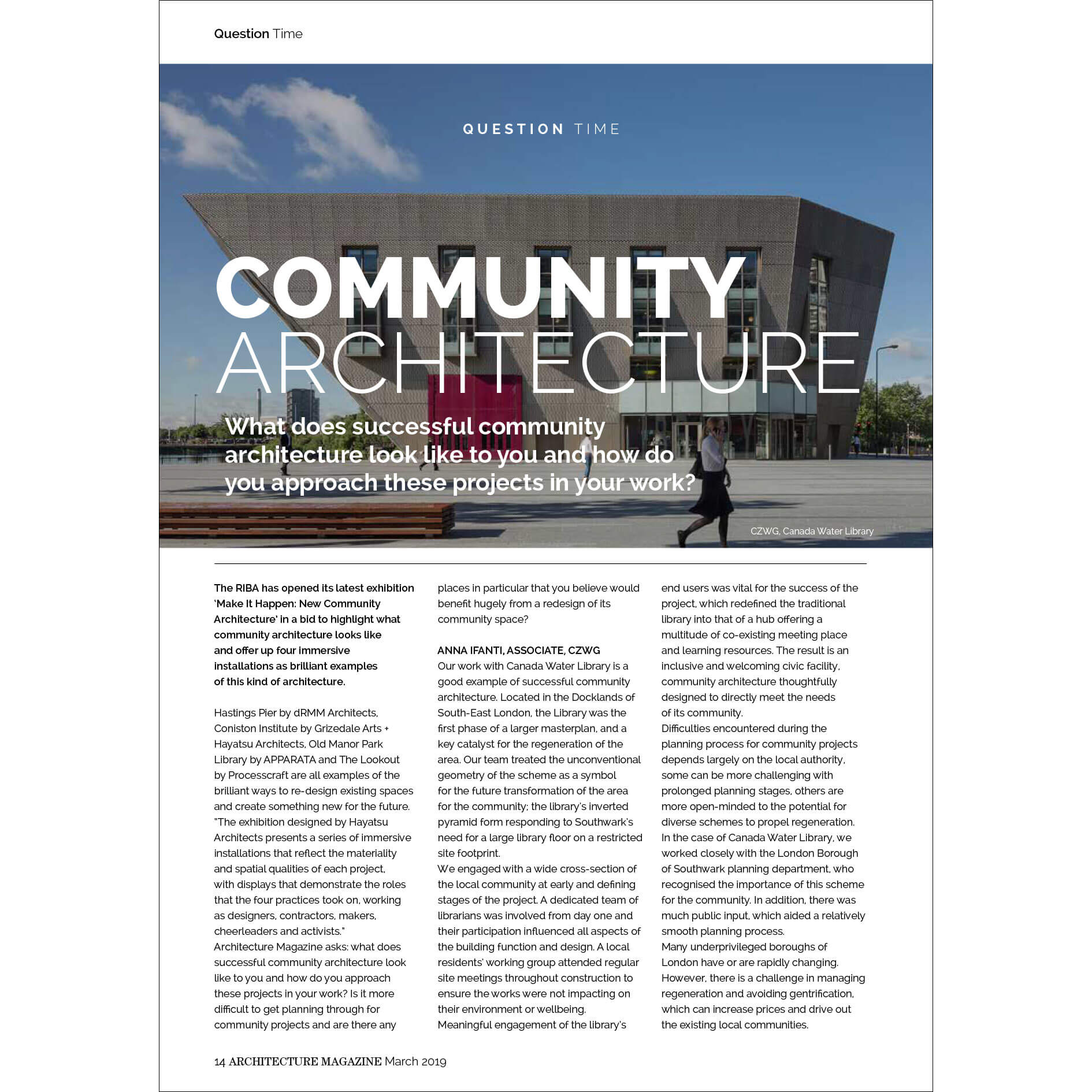 Canada Water Library featured in Architecture Magazine